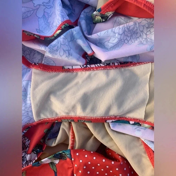 Swimsuits for All Floral Printed Halter One Piece Tummy Control Plus Size 32 - Picture 6 of 10